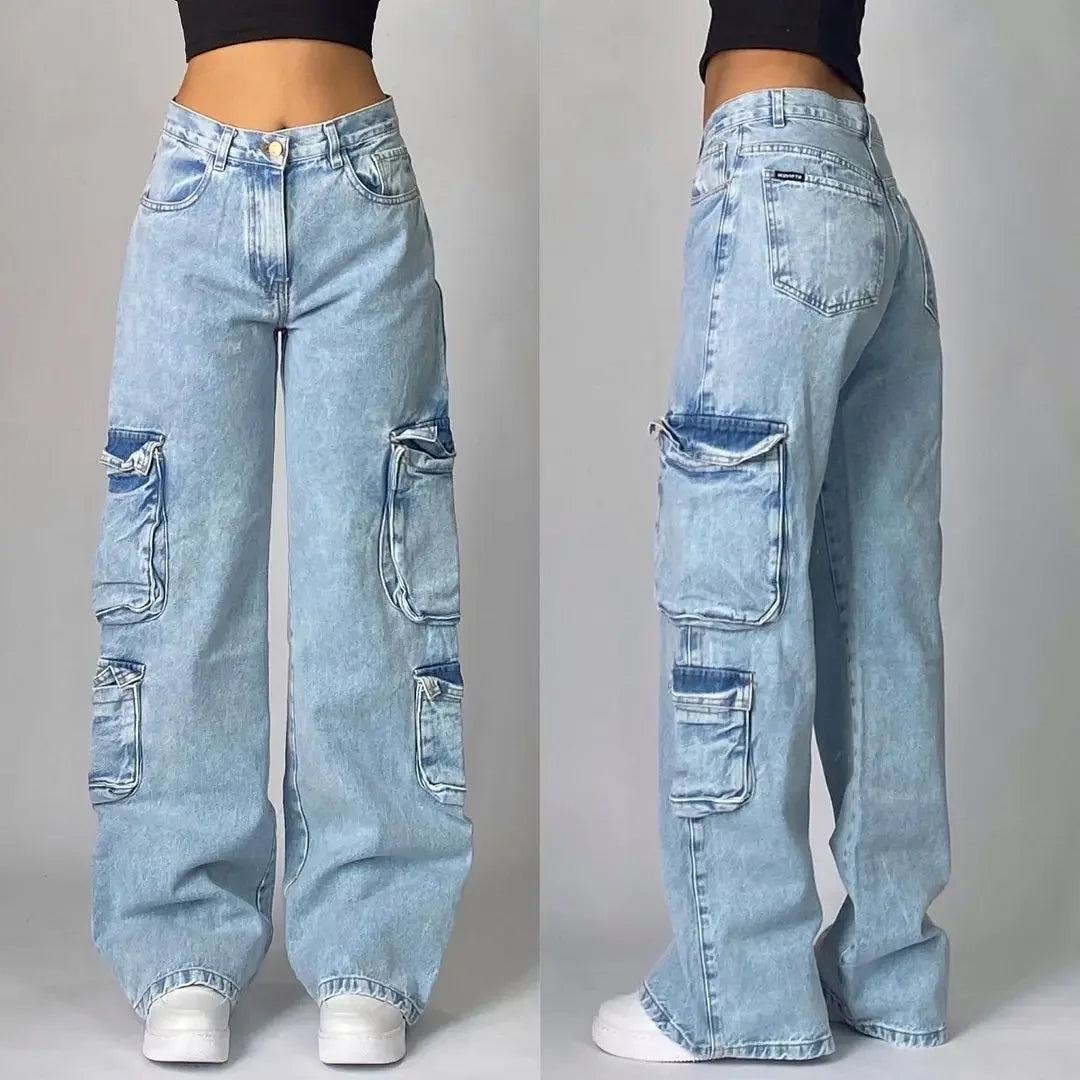 American Oversized Printing Washed Old Casual Jeans