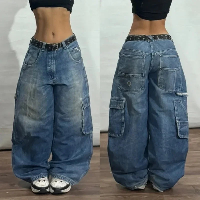 American Oversized Printing Washed Old Casual Jeans