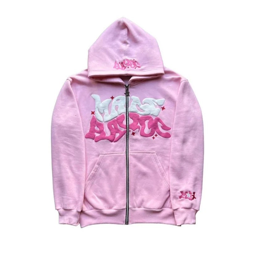 American Retro and Letter Printed Cardigan Jacket