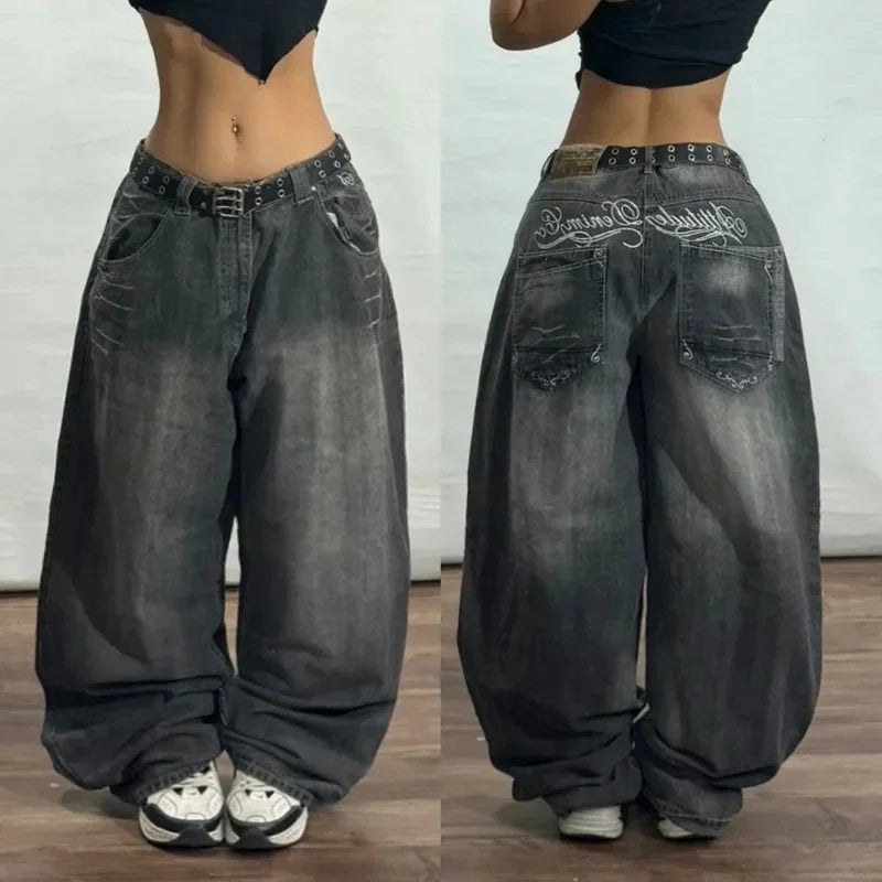 American Oversized Printing Washed Old Casual Jeans
