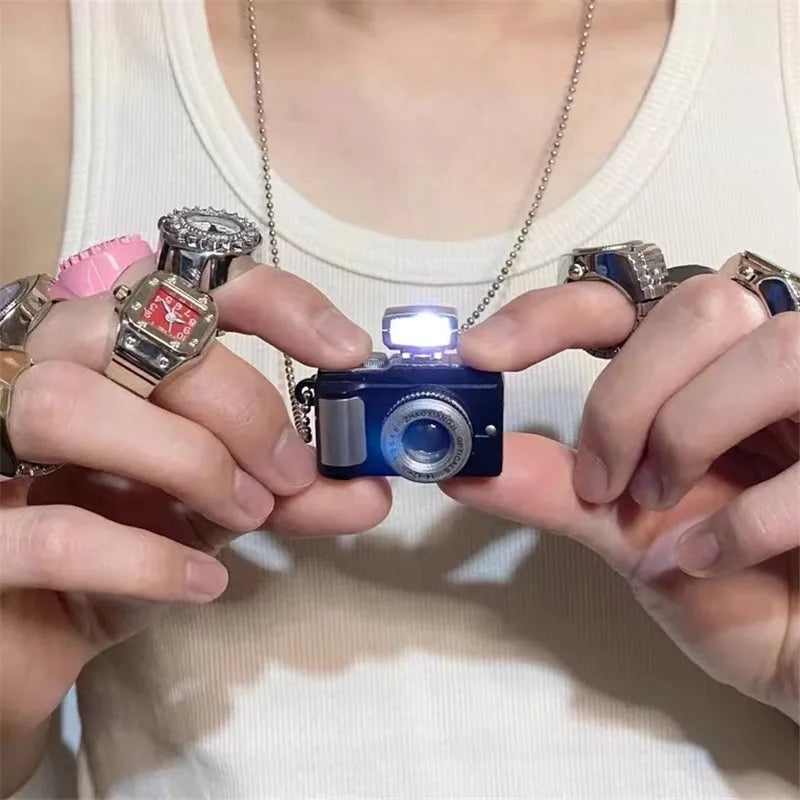 Flash Light Camera Necklace Punk Long Chain