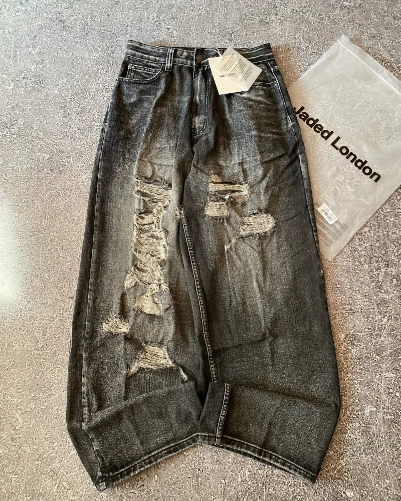 American Oversized Printing Washed Old Casual Jeans