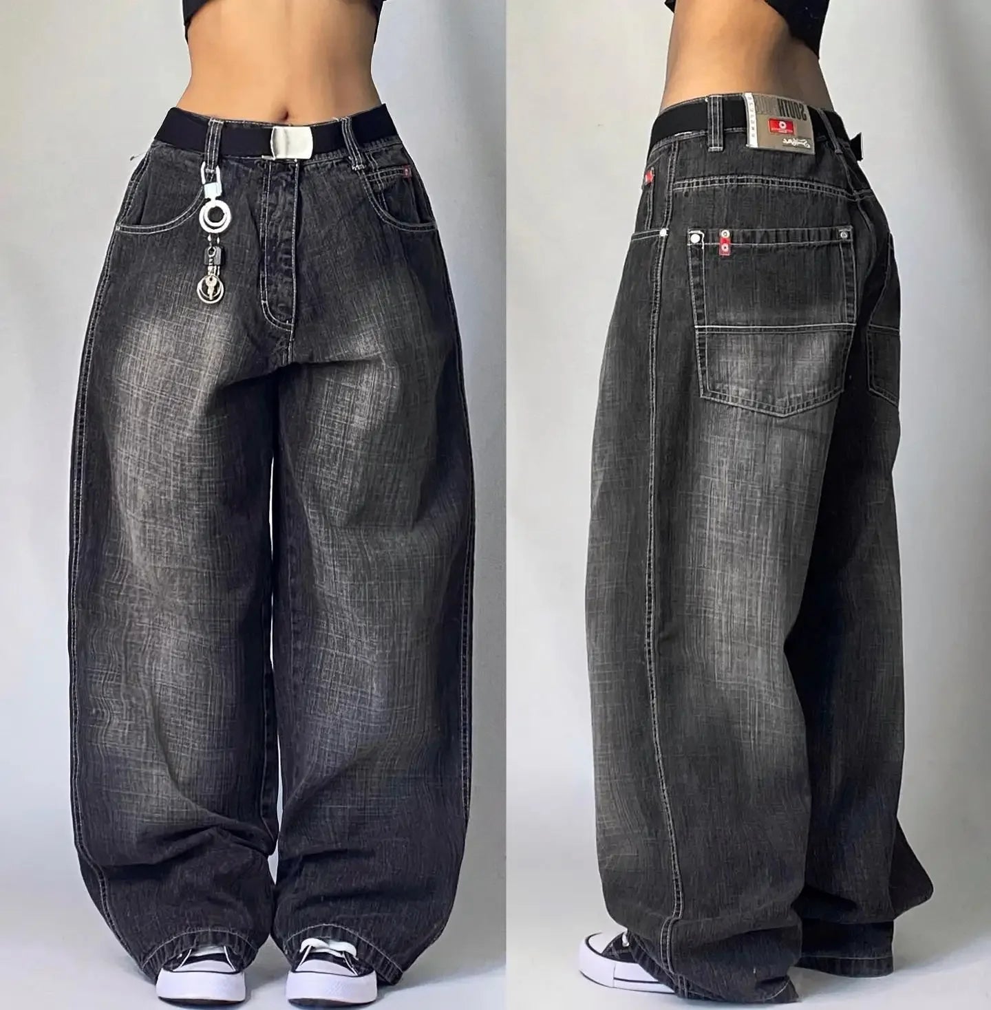 American Oversized Printing Washed Old Casual Jeans