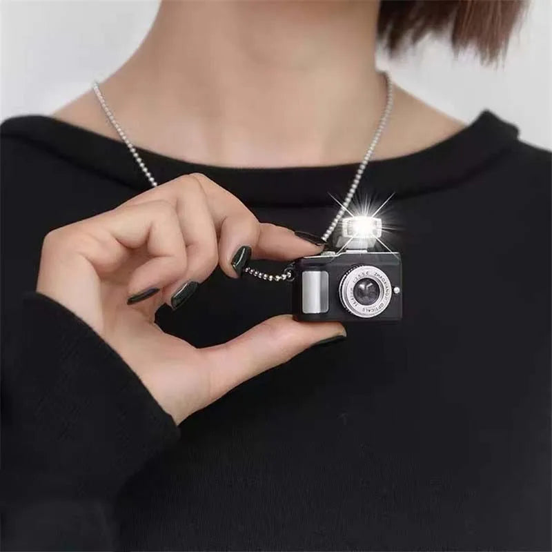 Flash Light Camera Necklace Punk Long Chain