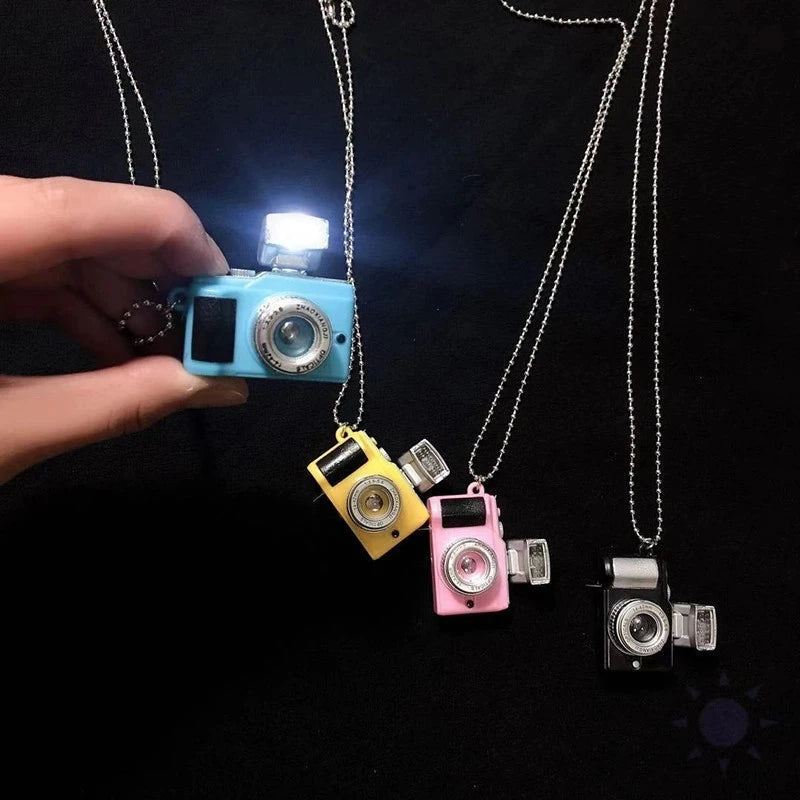 Flash Light Camera Necklace Punk Long Chain