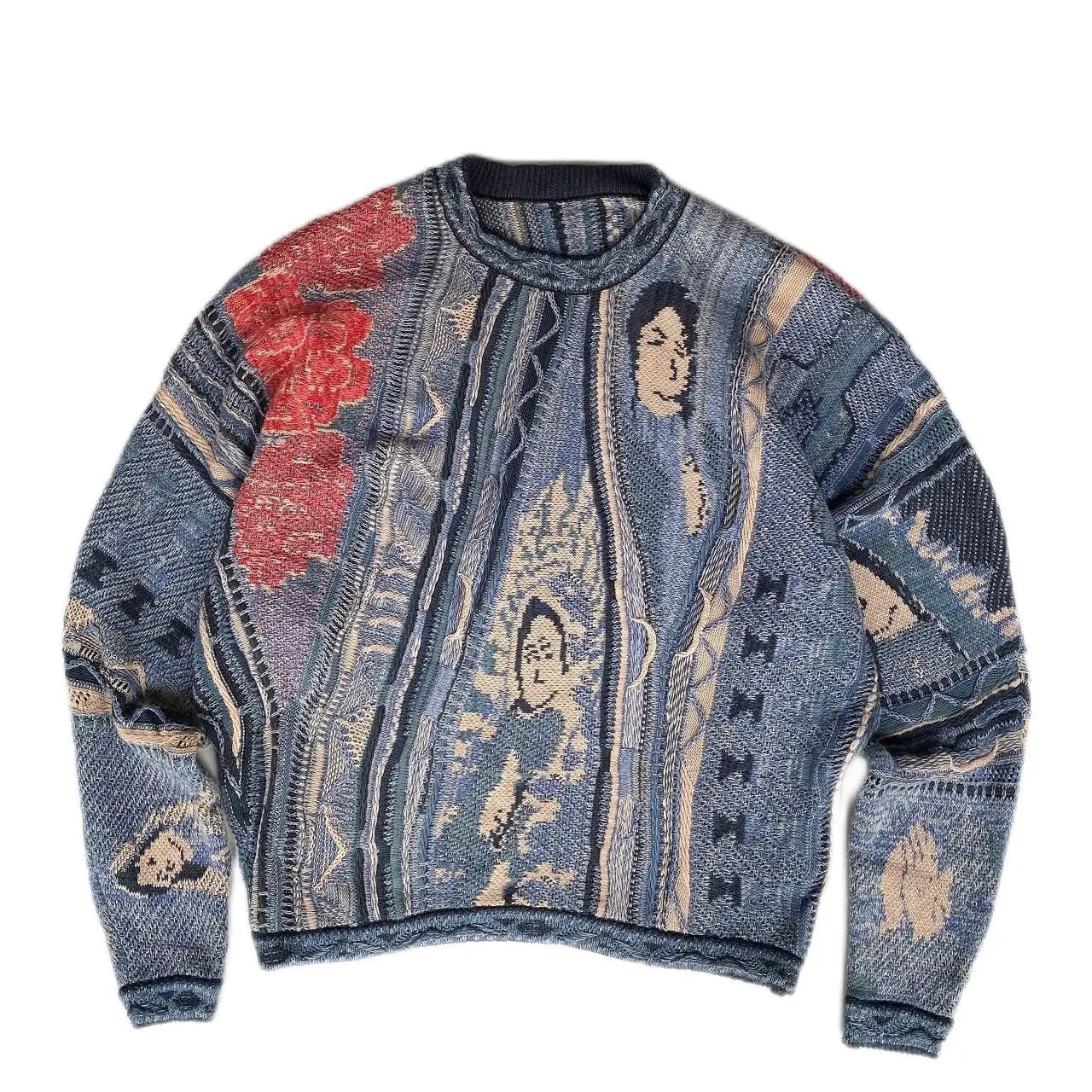Vintage Knitting Sweaters Men 100% Cotton