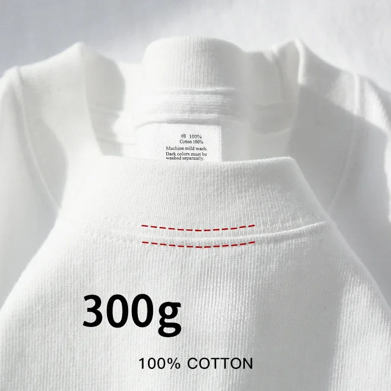 300gコットンTシャツ 厚手 夏用 ラウンドネック