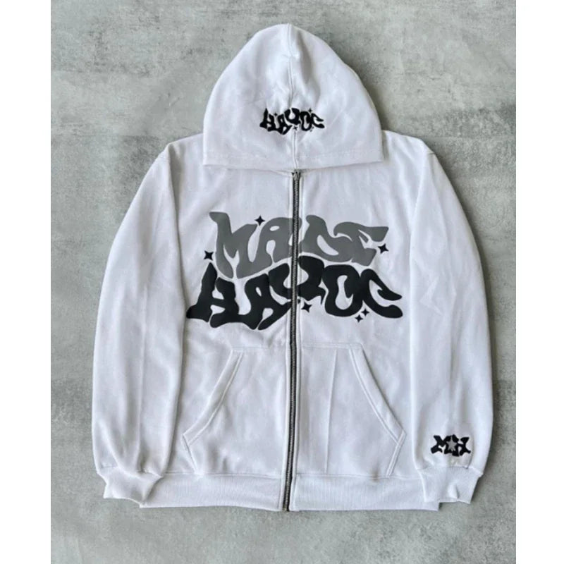 American Retro and Letter Printed Cardigan Jacket