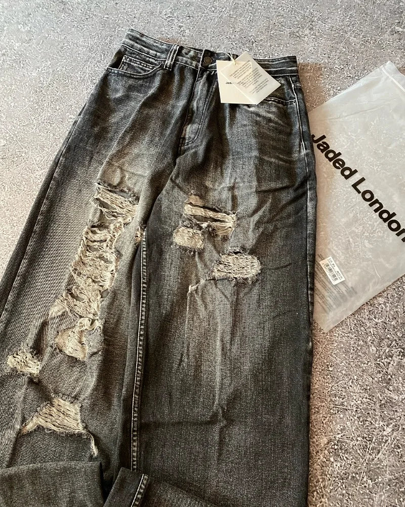 American Oversized Printing Washed Old Casual Jeans