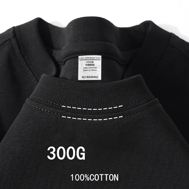 300gコットンTシャツ 厚手 夏用 ラウンドネック