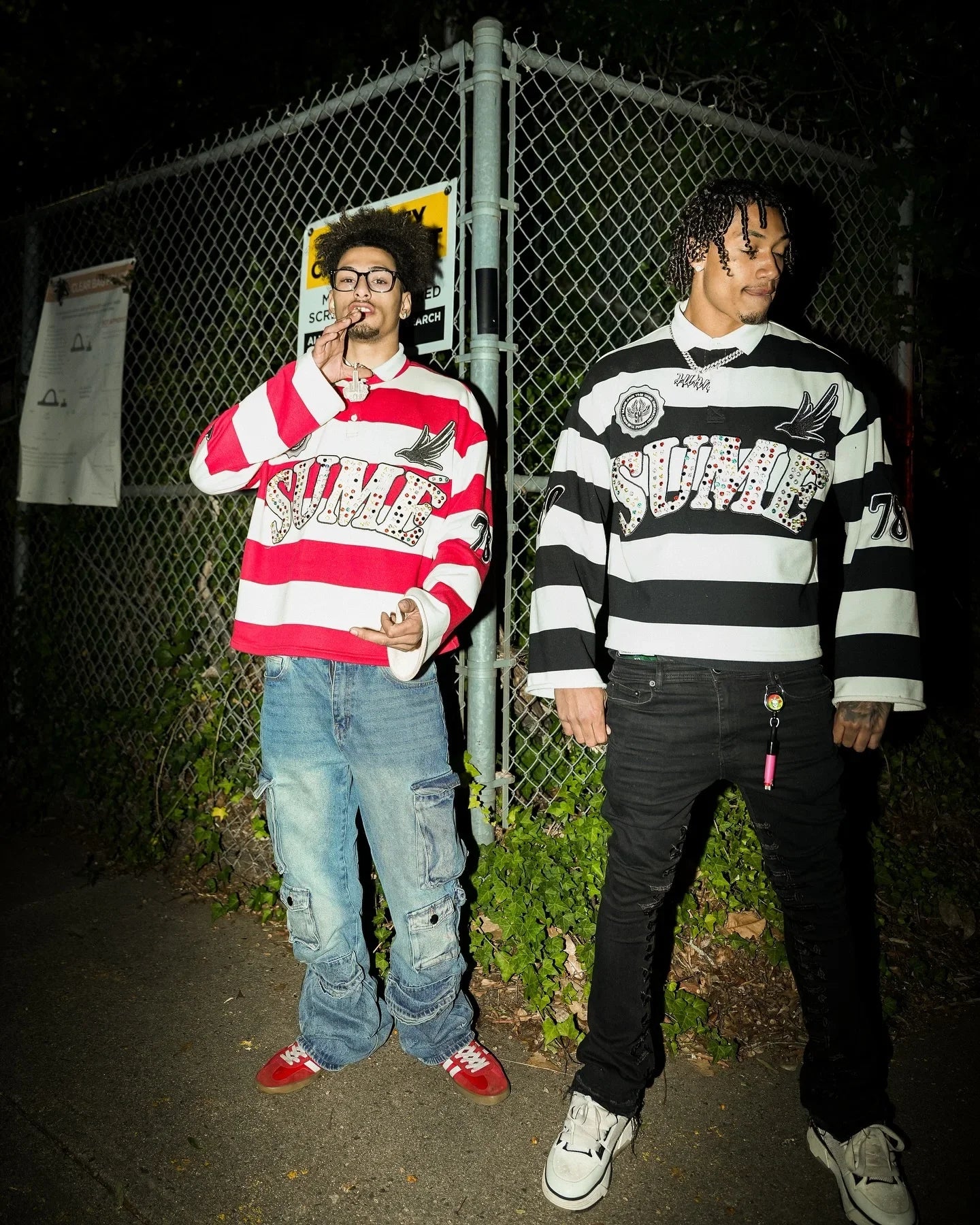 Hip Hop Klein Stone Embroidery Stripe Polo Shirt