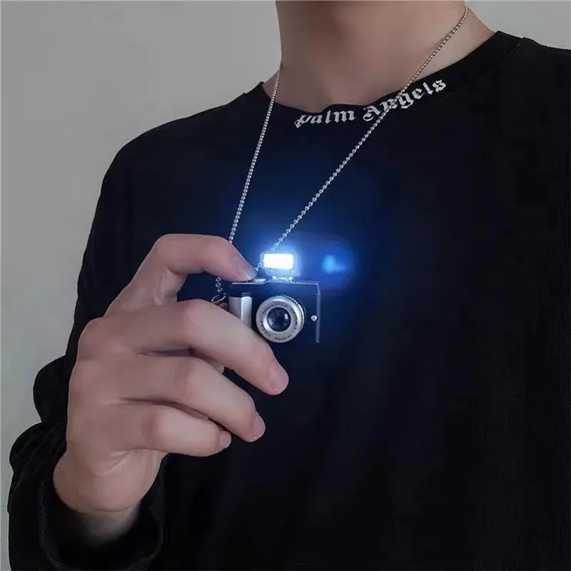 Flash Light Camera Necklace Punk Long Chain