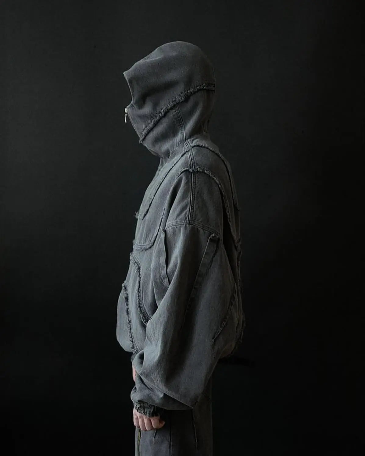 Washed Denim Jacket Y2K American Double Zipper Gothic