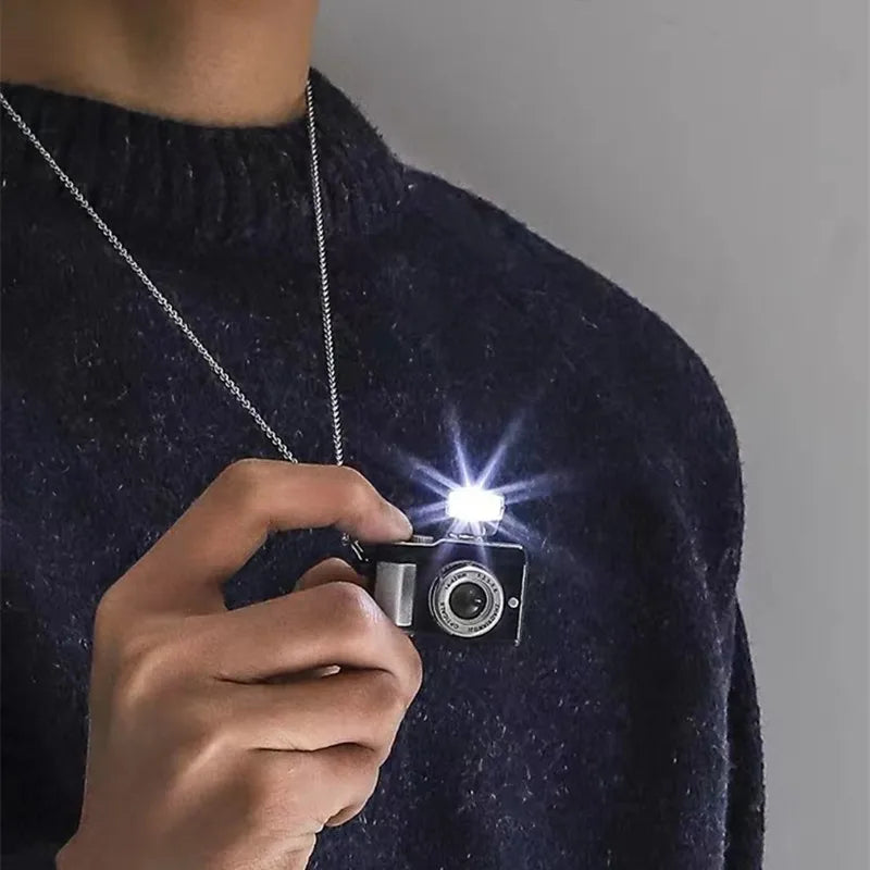 Flash Light Camera Necklace Punk Long Chain