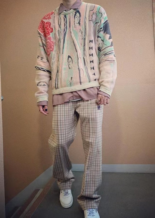 Vintage Knitting Sweaters Men 100% Cotton