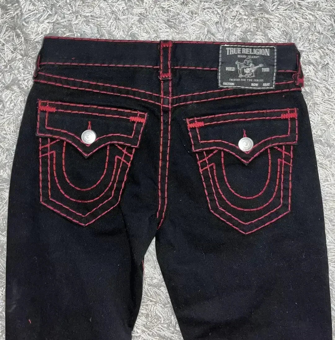 Vintage 90s Embroidery Pocket Blue Baggy Jeans