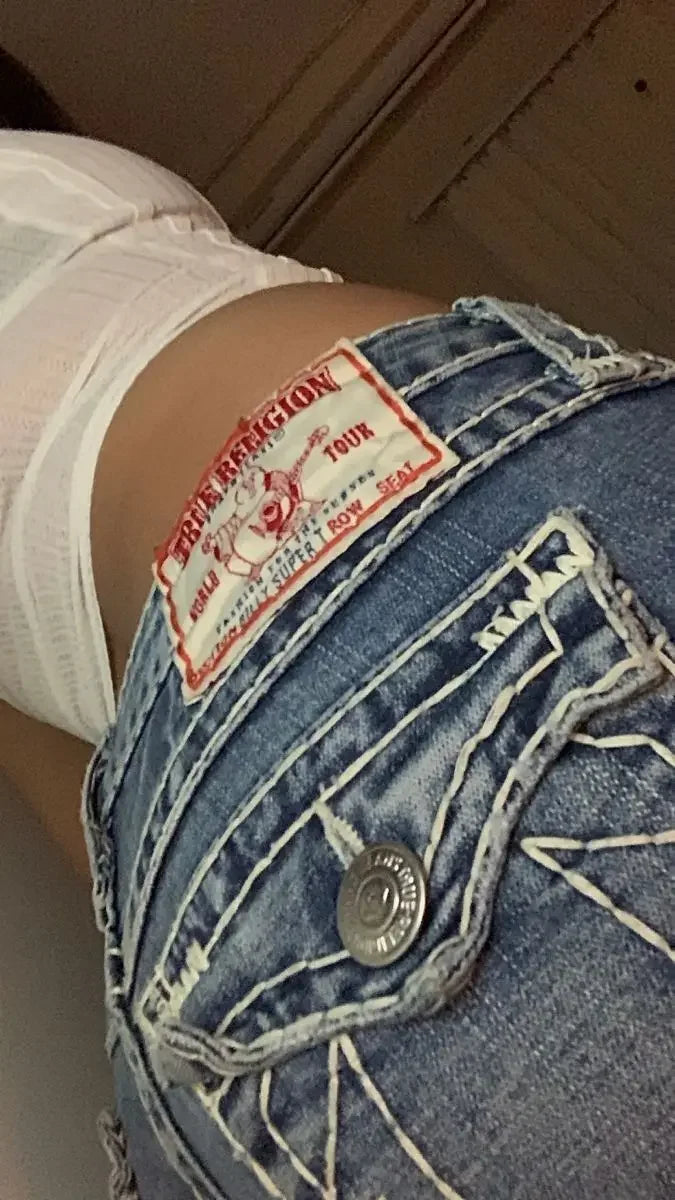Vintage 90s Embroidery Pocket Blue Baggy Jeans