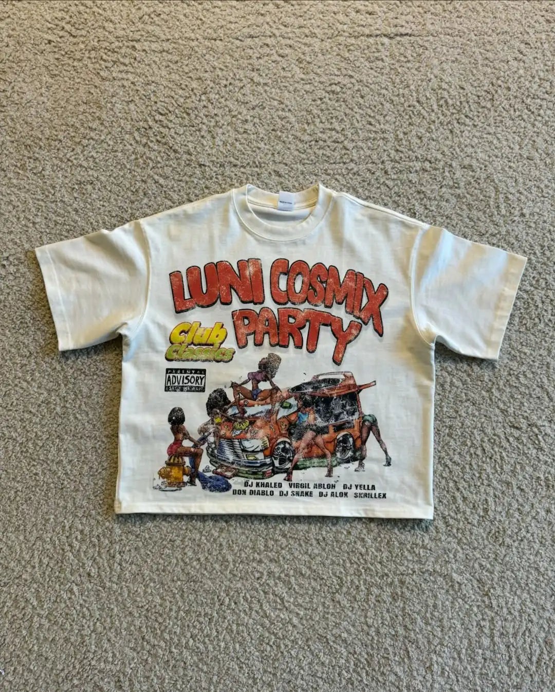 Harajuku pattern printed T-shirt hip-hop cotton Large