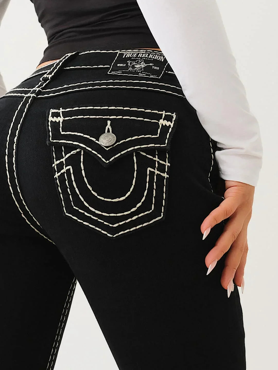 Vintage 90s Embroidery Pocket Blue Baggy Jeans