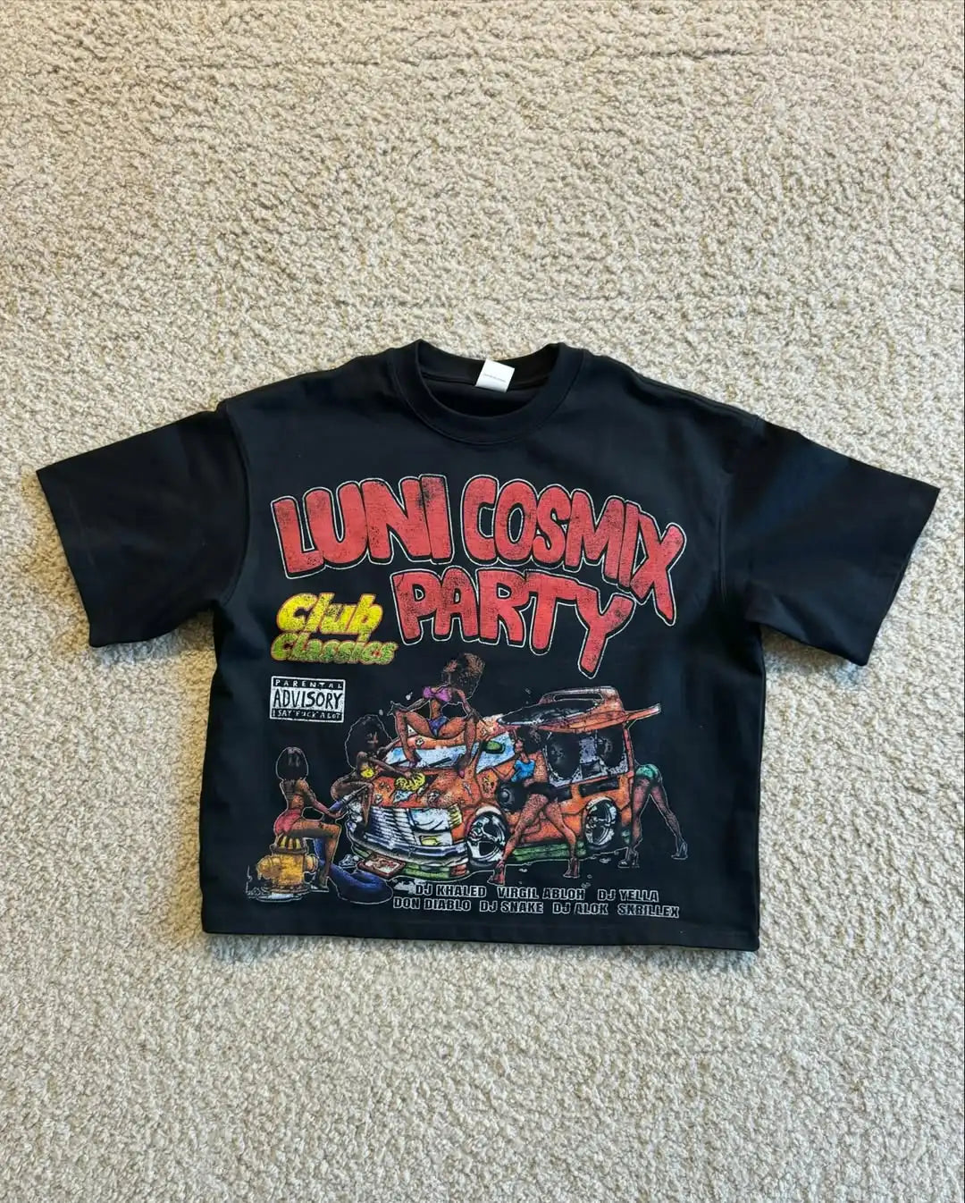 Harajuku pattern printed T-shirt hip-hop cotton Large